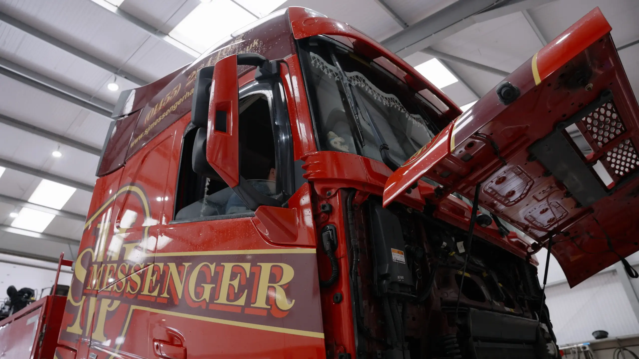 Truck with the bonnet open
