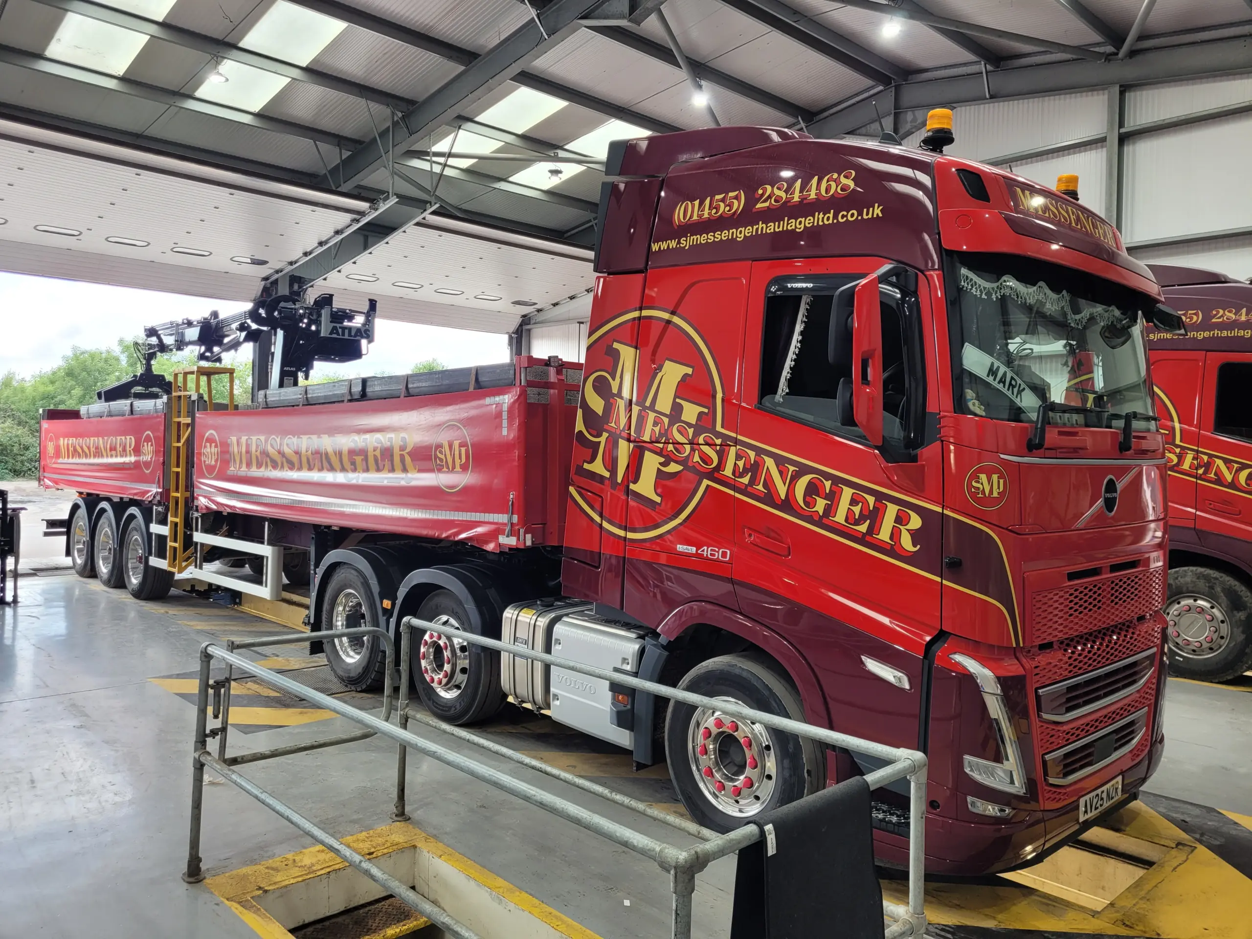 Truck in a servicing garage